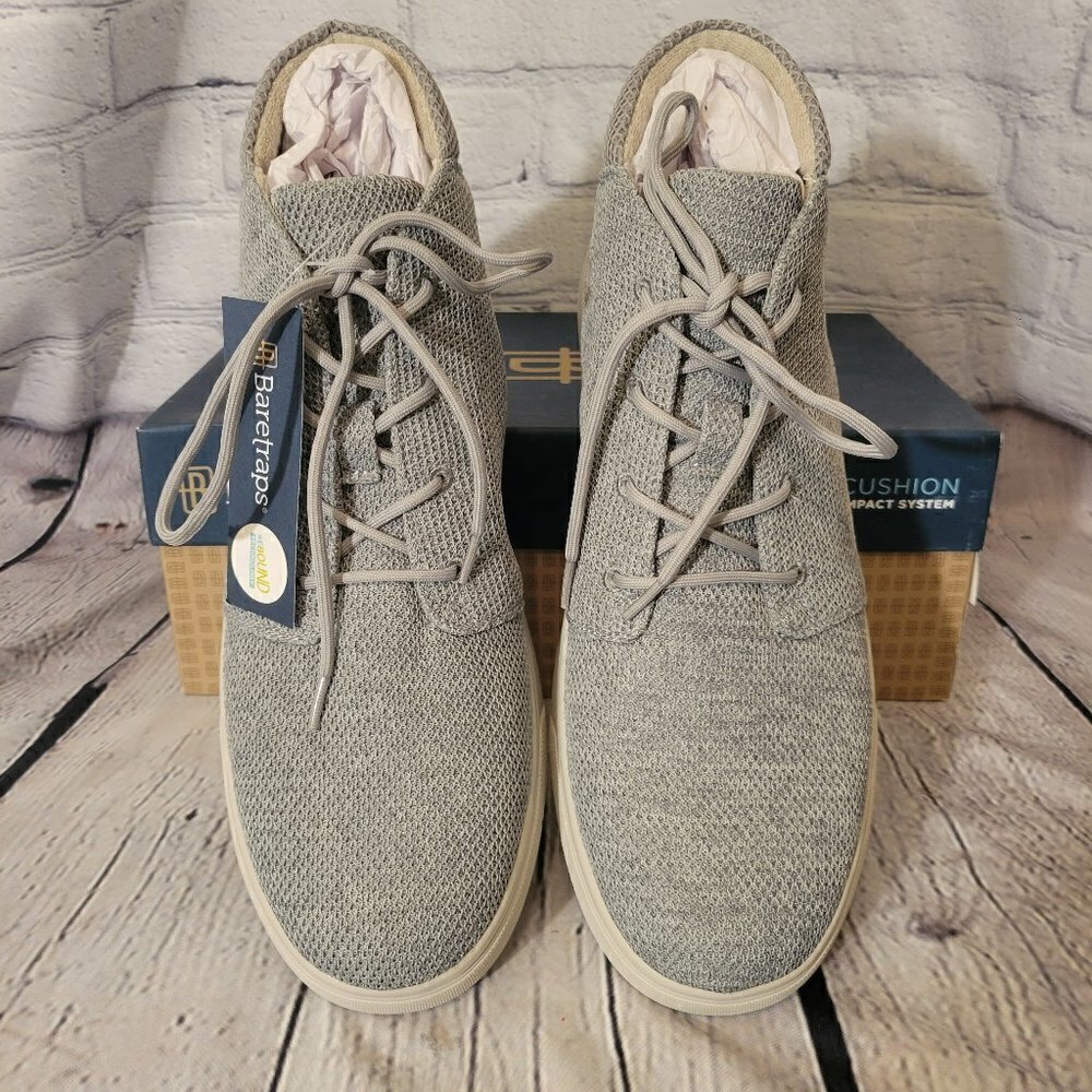 Baretraps Mens Gray Arch Support Cushioned Luca Round Toe Lace-up Athletic Sneak